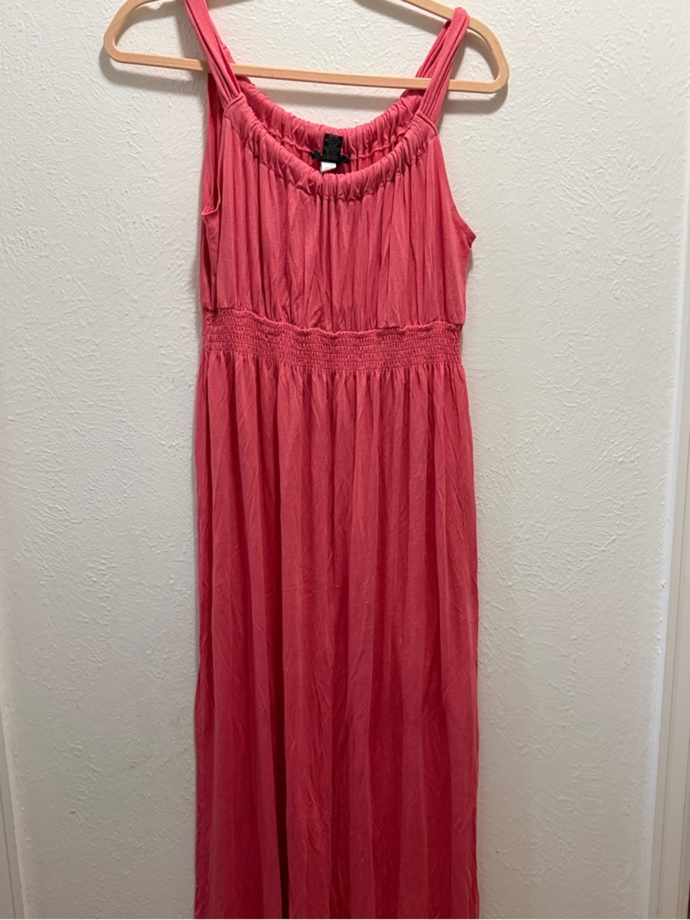 Spense Coral-Pink Smocked Waist Sleeveless Maxi Dress